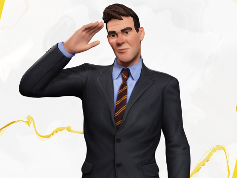 Toon Businessman in Suit Confident anime 3Dモデル