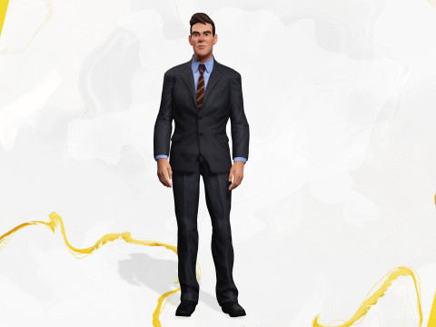 Toon Businessman in Suit Confident anime 3Dモデル