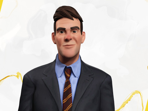 Toon Businessman in Suit Confident anime 3Dモデル