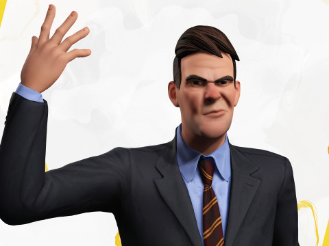 Toon Businessman in Suit Confident anime 3Dモデル