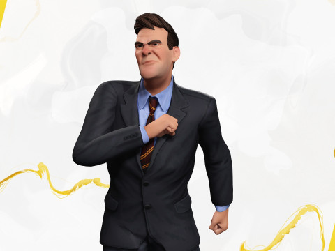 Toon Businessman in Suit Confident anime 3Dモデル