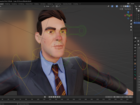 Toon Businessman in Suit Confident anime 3Dモデル