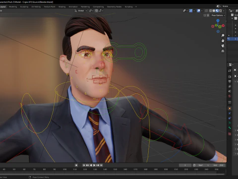 漫画 スーツを着たビジネスマン 自信を持って アニメ 3Dモデル