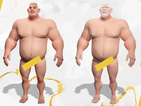 Stylized Cold Weather Big Man in Puffer Coat Winter 3D Model