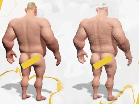 Stylized Cold Weather Big Man in Puffer Coat Winter 3D Model