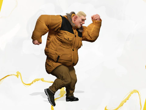 Stylized Cold Weather Big Man in Puffer Coat Winter 3D Model