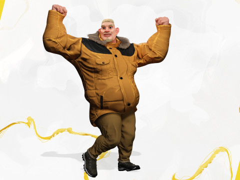 Stylized Cold Weather Big Man in Puffer Coat Winter 3D Model