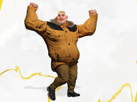 Stylized Cold Weather Big Man in Puffer Coat Winter 3D Model