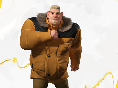 Stylized Cold Weather Big Man in Puffer Coat Winter 3D Model