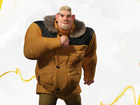 Stylized Cold Weather Big Man in Puffer Coat Winter 3D Model