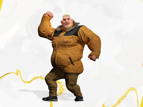 Stylized Cold Weather Big Man in Puffer Coat Winter 3D Model