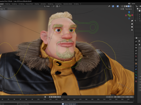 Stylized Cold Weather Big Man in Puffer Coat Winter 3D Model