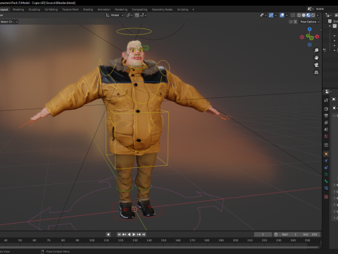 Stylized Cold Weather Big Man in Puffer Coat Winter 3D Model