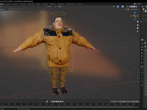 Stylized Cold Weather Big Man in Puffer Coat Winter 3D Model