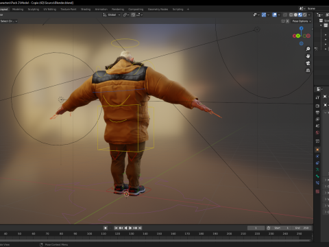 Stylized Cold Weather Big Man in Puffer Coat Winter 3D Model