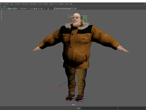 Stylized Cold Weather Big Man in Puffer Coat Winter 3D Model
