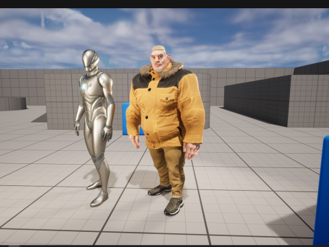 Stylized Cold Weather Big Man in Puffer Coat Winter 3D Model