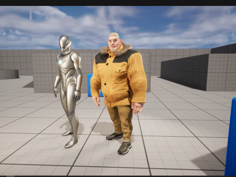 Stylized Cold Weather Big Man in Puffer Coat Winter 3D Model