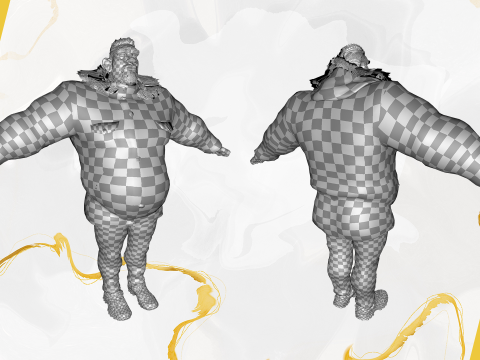 Stylized Cold Weather Big Man in Puffer Coat Winter 3D Model