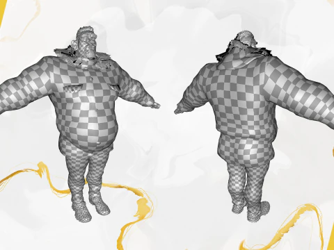 Stylized Cold Weather Big Man in Puffer Coat Winter 3D Model
