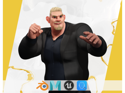 Toon Strongman in Security Guard costume 3D Model