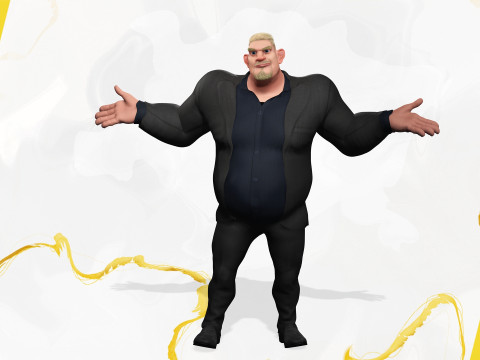 Toon Strongman in Security Guard costume Model 3D