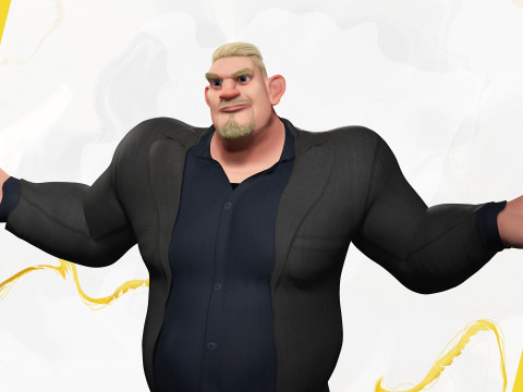 Toon Strongman in Security Guard costume Model 3D
