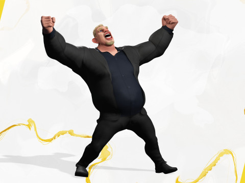 Toon Strongman in Security Guard costume Model 3D