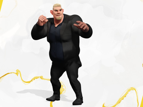 Toon Strongman in Security Guard costume Model 3D