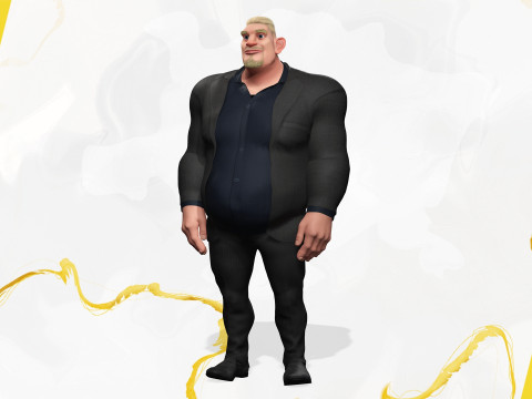 Toon Strongman in Security Guard costume Model 3D