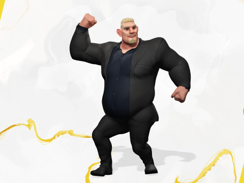 Toon Strongman in Security Guard costume Model 3D
