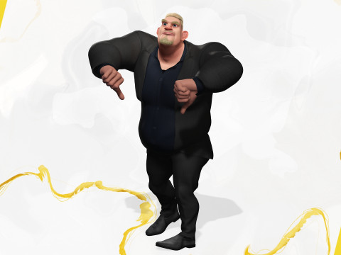 Toon Strongman in Security Guard costume Model 3D