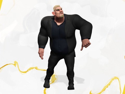 Toon Strongman in Security Guard costume Model 3D