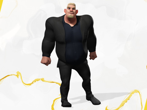Toon Strongman in Security Guard costume Model 3D