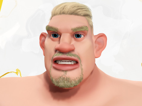 Toon Strongman in Security Guard costume Model 3D