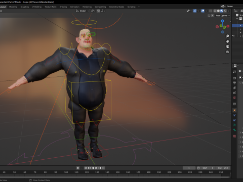 Toon Strongman in Security Guard costume Model 3D