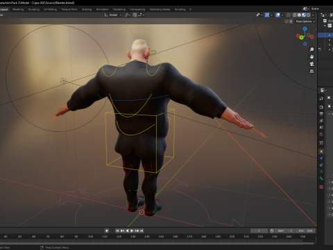 Toon Strongman in Security Guard costume Model 3D