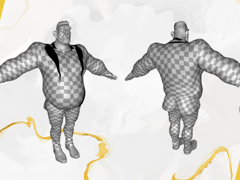 Toon Strongman in Security Guard costume Model 3D