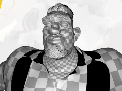 Toon Strongman in Security Guard costume Model 3D