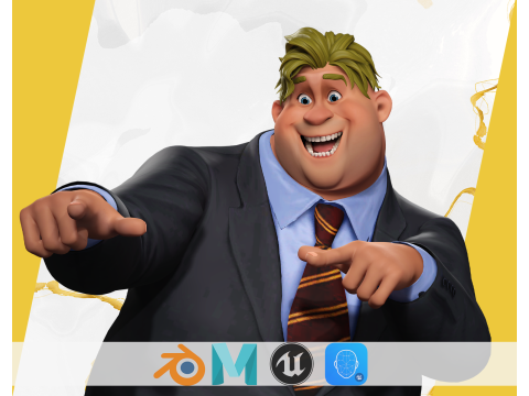 Big Cartoon Professional Businessman in Plus Size Suit 3D 3D Модель