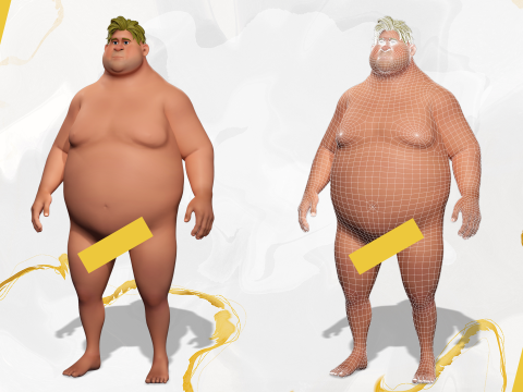 Big Cartoon Professional Businessman in Plus Size Suit 3D 3D Model