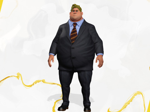 Big Cartoon Professional Businessman in Plus Size Suit 3D 3D Model