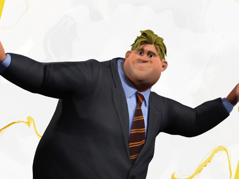 Big Cartoon Professional Businessman in Plus Size Suit 3D 3D Model