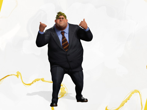Big Cartoon Professional Businessman in Plus Size Suit 3D 3D Model