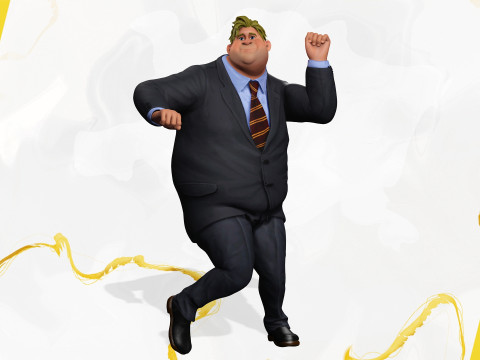 Big Cartoon Professional Businessman in Plus Size Suit 3D 3D Model