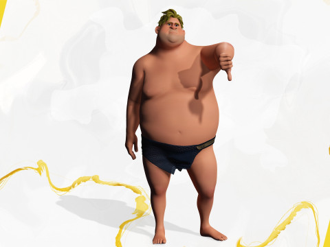 Chubby Stylized Wrestling Warrior Ready for Fight 3D Модель
