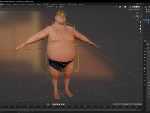 Chubby Stylized Wrestling Warrior Ready for Fight 3D Модель