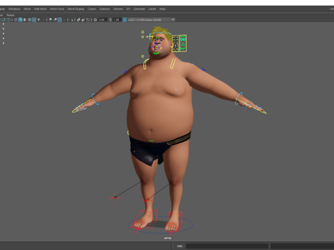 Chubby Stylized Wrestling Warrior Ready for Fight 3D Модель