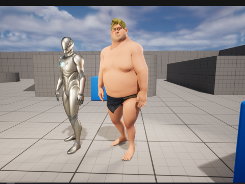 Chubby Stylized Wrestling Warrior Ready for Fight 3D Модель