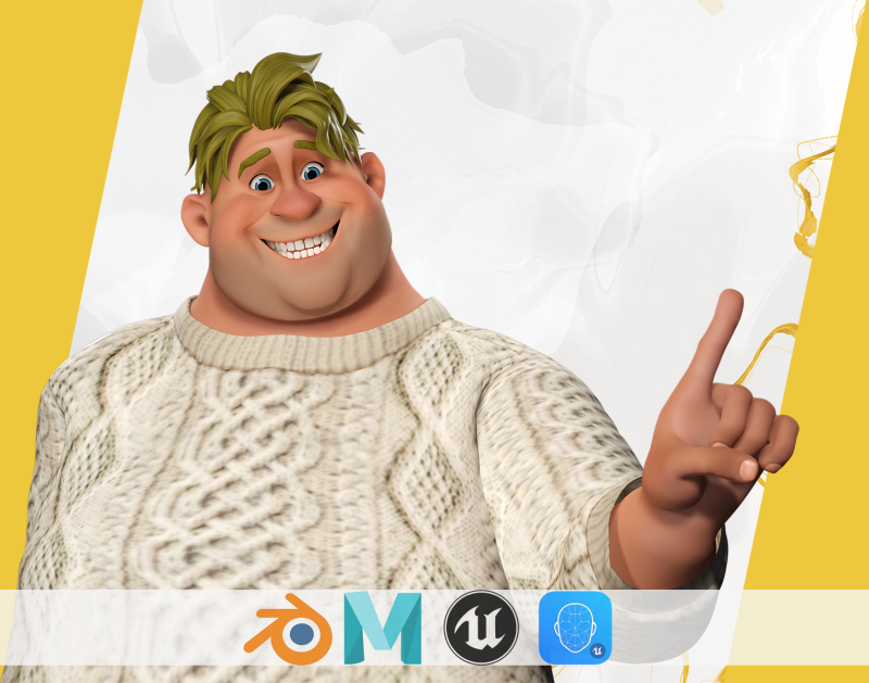 Funny fat man character winter style Model 3D .c4d .max .obj .3ds .fbx .stl .blend